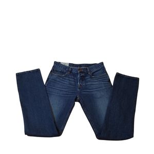 Hollister Men Button Fly Blue Slim straight distressed dark wash size W32xL34